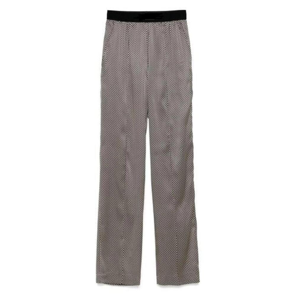 Thakoon, Gray Plaid, Wide Leg Pull-On Trousers 32W